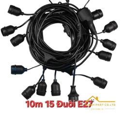 DÂY ĐUI ĐÈN TREO E27 - 10M 15 ĐUI - DÂY NHÔM