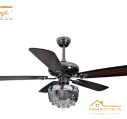 ĐÈN QUẠT TRẦN CÁNH GỖ PHA LÊ CỔ ĐIỂN - QVIFA-110