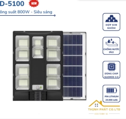 ĐÈN ĐƯỜNG NĂNG LƯỢNG MẶT TRỜI LIỀN THỂ 800W JINDIAN JD-5100