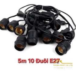DÂY ĐUI ĐÈN TREO E27 - 5M 10 ĐUI - DÂY NHÔM