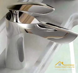 VÒI LAVABO NÓNG LẠNH ĐỒNG THAU MẠ CROME TAY CHIẾC LÁ 18CM MÃ 768