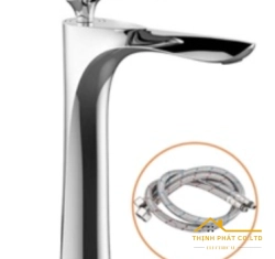 VÒI LAVABO NÓNG LẠNH ĐỒNG THAU MẠ CROME TAY CHIẾC LÁ 30CM MÃ 768T3