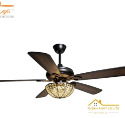 ĐÈN QUẠT TRẦN CÁNH GỖ ĐÈN CHÙM PHA LÊ CỔ ĐIỂN - QVIFA-92