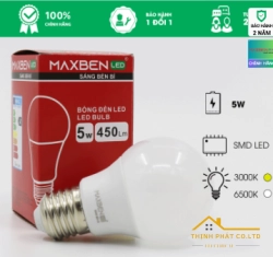 ĐÈN LED BULB TRÒN 5W E27 MAXBEN BE27-MB-A50-5