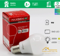 ĐÈN LED BULB TRÒN 9W E27 MAXBEN BE27-MB-A60-9
