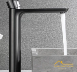 VÒI LAVABO NÓNG LẠNH INOX SƠN TĨNH ĐIỆN XÁM 30CM S725T3