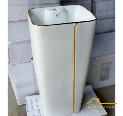 LAVABO TRỤ ĐỨNG VUÔNG TRẮNG CHỈ VÀNG SA5126