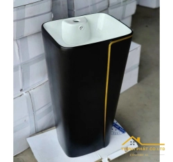 LAVABO TRỤ ĐỨNG VUÔNG ĐEN CHỈ VÀNG SA5127