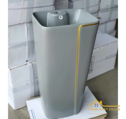 LAVABO TRỤ ĐỨNG VUÔNG XÁM CHỈ VÀNG SA5128