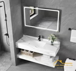 BÀN ĐÁ LAVABO 2 TẦNG CHỐNG TRẦY MÀU TRẮNG SABD70