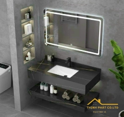 BÀN ĐÁ LAVABO 2 TẦNG CHỐNG TRẦY MÀU ĐEN SABD71