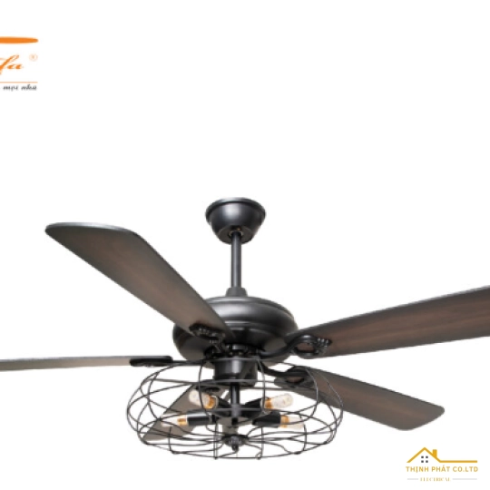 QUẠT TRẦN 5 CÁNH GỖ ĐÈN KHUNG CỔ ĐIỂN - QVIFA-07