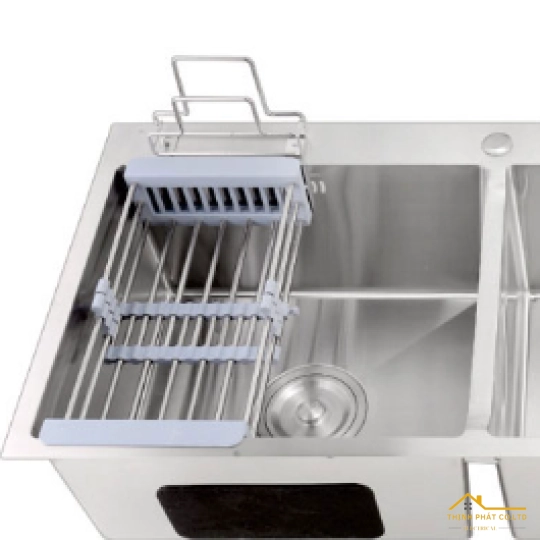 CHẬU RỬA CHÉN 2 HỘ ĐỀU, KÈM DẮT DAO THỚT VÀ HỐ RÁC 100X48CM MÃ C28