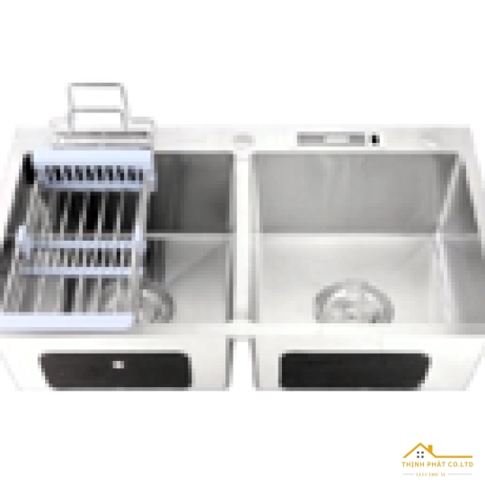 CHẬU RỬA CHÉN 2 HỘC ĐỀU CÓ KÈM CHỖ DẮT DAO THỚT 83X50CM C8350