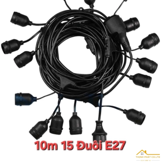 DÂY ĐUI ĐÈN TREO E27 - 10M 15 ĐUI - DÂY ĐỒNG