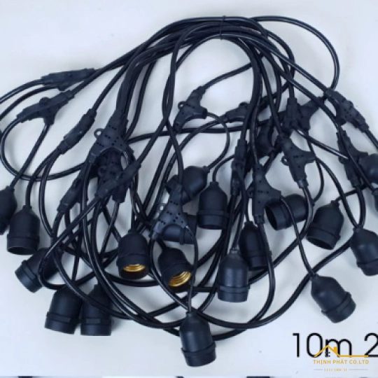 DÂY ĐUI ĐÈN TREO E27 - 10M 20 ĐUI - DÂY ĐỒNG