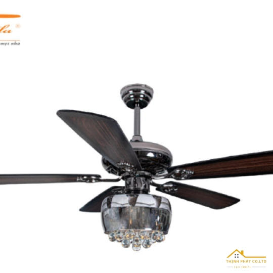 ĐÈN QUẠT TRẦN CÁNH GỖ PHA LÊ CỔ ĐIỂN - QVIFA-110