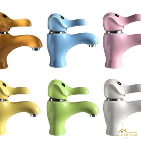 VÒI LAVABO NÓNG LẠNH ĐỒNG THAU PHỦ SỨ CHO BÉ YÊU HÌNH CON VOI 1616V