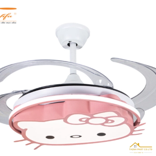 QUẠT TRẦN PHÒNG NGỦ GIẤU CÁNH HELLO KITTY CHO BÉ - QVIFA-25-21