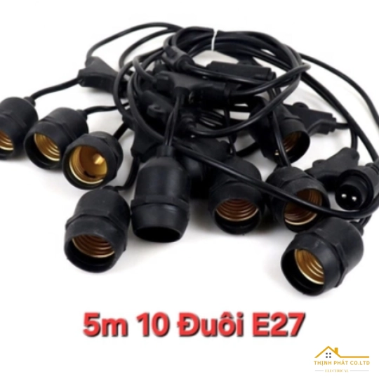 DÂY ĐUI ĐÈN TREO E27 - 5M 10 ĐUI - DÂY NHÔM