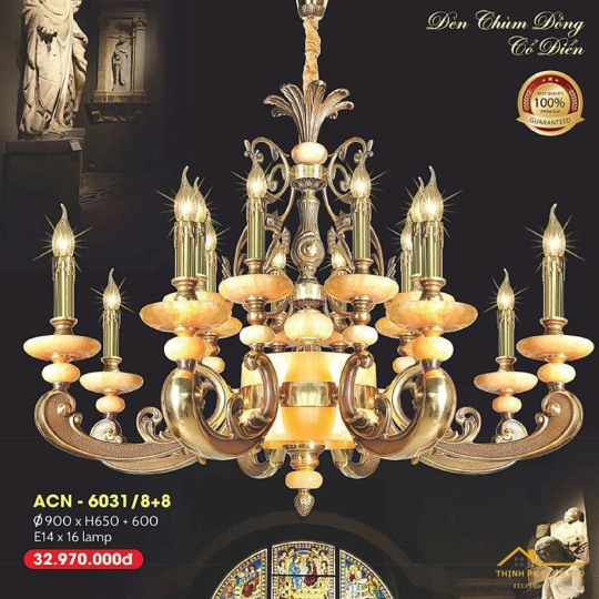 ĐÈN CHÙM CỔ ĐIỂN ÂU VIỆT ACN-6031/8+8