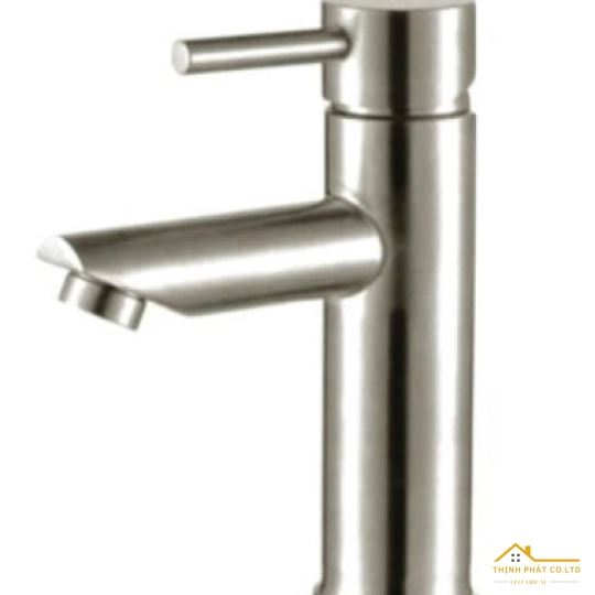 VÒI LAVABO NÓNG LẠNH INOX SUS 304 THÂN TRÒN 18CM MÃ 717