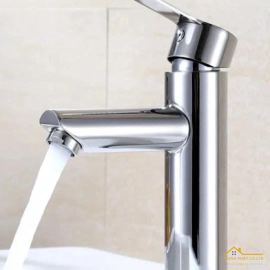 VÒI LAVABO NÓNG LẠNH INOX SUS 304 MẠ CROME THÂN TRÒN 18CM MÃ 717B