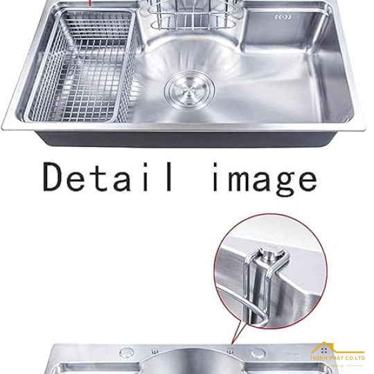 CHẬU RỬA CHÉN 1 HỘC KHUYẾT GIỮA INOX SUS 304 MÃ 7546K