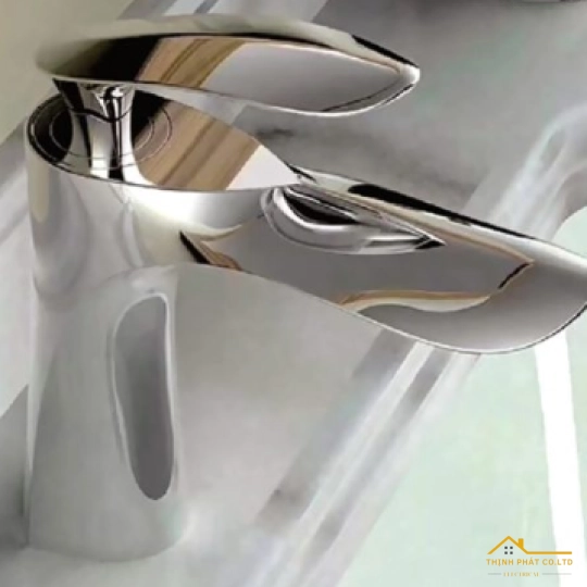 VÒI LAVABO NÓNG LẠNH ĐỒNG THAU MẠ CROME TAY CHIẾC LÁ 18CM MÃ 768