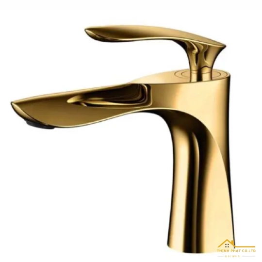 VÒI LAVABO NÓNG LẠNH ĐỒNG THAU MẠ PLATIUM VÀNG 18CM MÃ 768V2