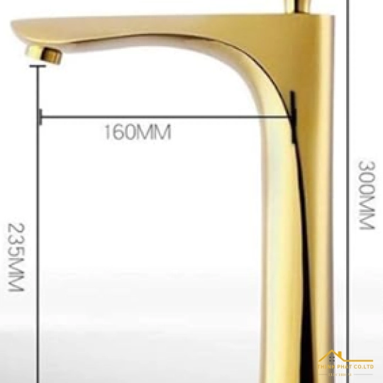 VÒI LAVABO NÓNG LẠNH ĐỒNG THAU MẠ PLATIUM VÀNG 30CM MÃ 768V3