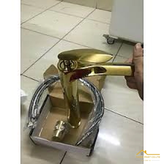 VÒI LAVABO NÓNG LẠNH ĐỒNG THAU MẠ PLATIUM VÀNG 30CM MÃ 768V3