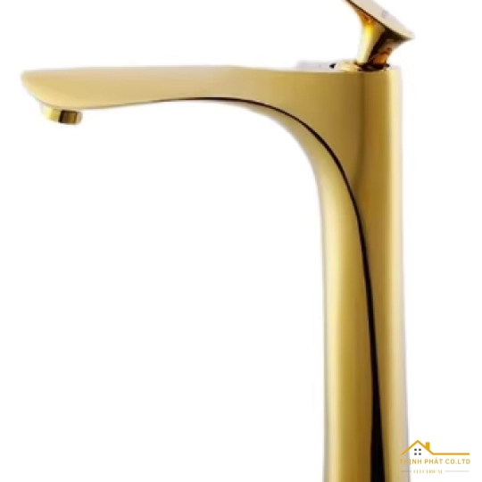 VÒI LAVABO NÓNG LẠNH ĐỒNG THAU MẠ PLATIUM VÀNG 30CM MÃ 768V3