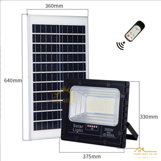 ĐÈN PHA LED NĂNG LƯỢNG MẶT TRỜI 200W JD-8200L JINDIAN