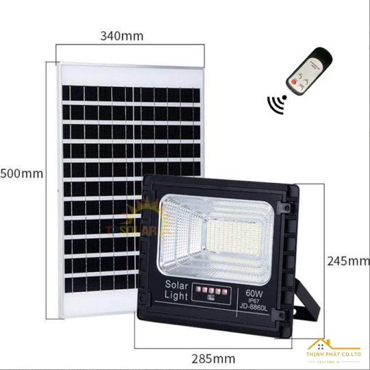 ĐÈN PHA LED NĂNG LƯỢNG MẶT TRỜI 60W JD-8860L JINDIAN