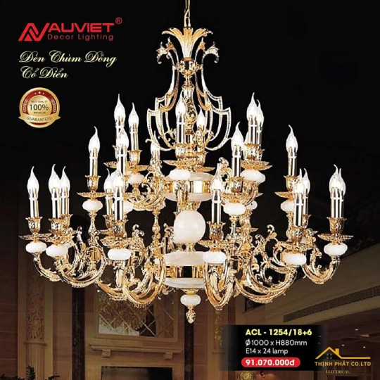 ĐÈN CHÙM CỔ ĐIỂN ÂU VIỆT ACL-1254/18+6