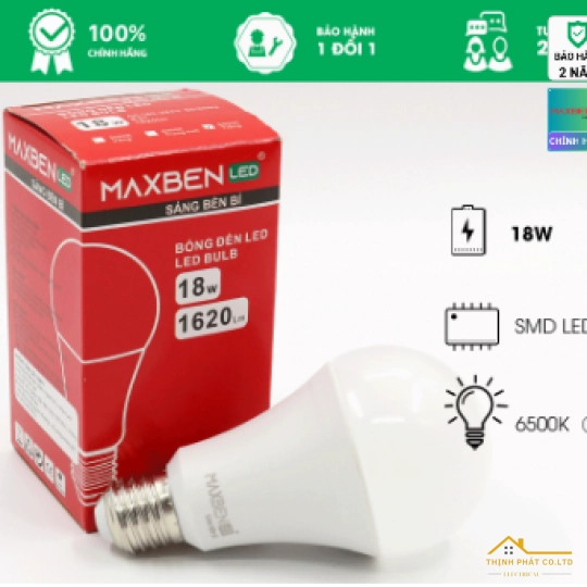 ĐÈN LED BULB TRÒN 18W E27 MAXBEN BE27-MB-A80-18
