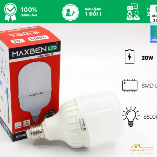ĐÈN LED BULB TRỤ 20W E27 MAXBEN BE27-MB127-20