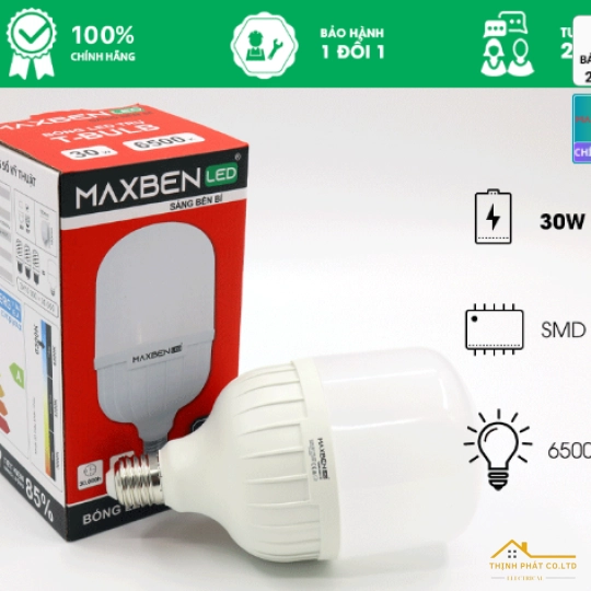 ĐÈN LED BULB TRỤ 30W E27 MAXBEN BE27-MB127-30
