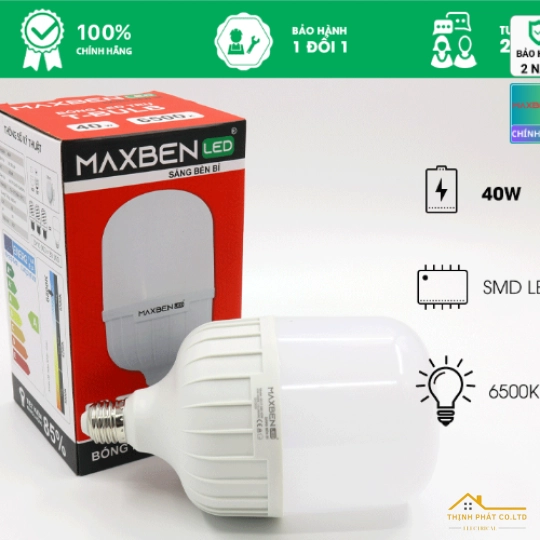 ĐÈN LED BULB TRỤ 40W E27 MAXBEN BE27-MB127-40
