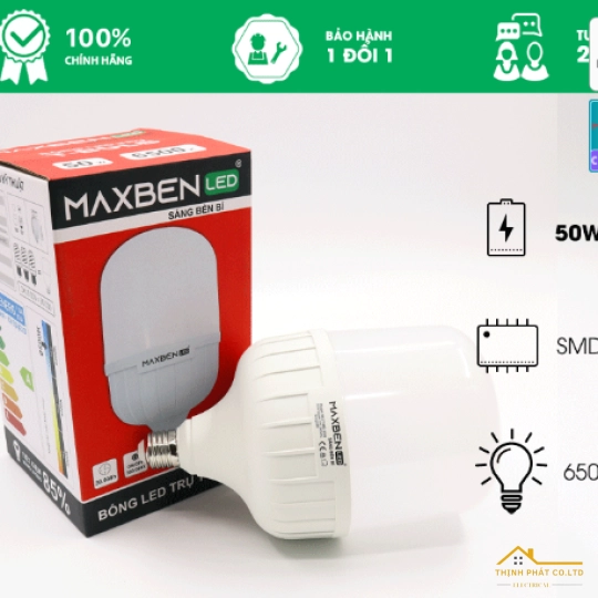 ĐÈN LED BULB TRỤ 50W E27 MAXBEN BE27-MB127-50