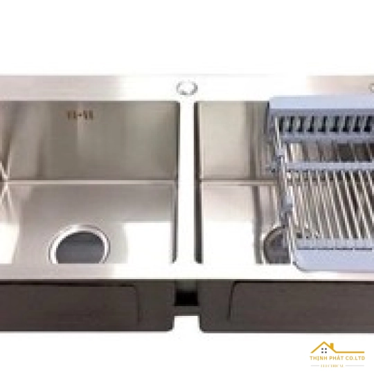 CHẬU RỬA CHÉN 2 HỘC ĐỀU CÓ KÈM CHỖ DẮT DAO THỚT 83X50CM C8350