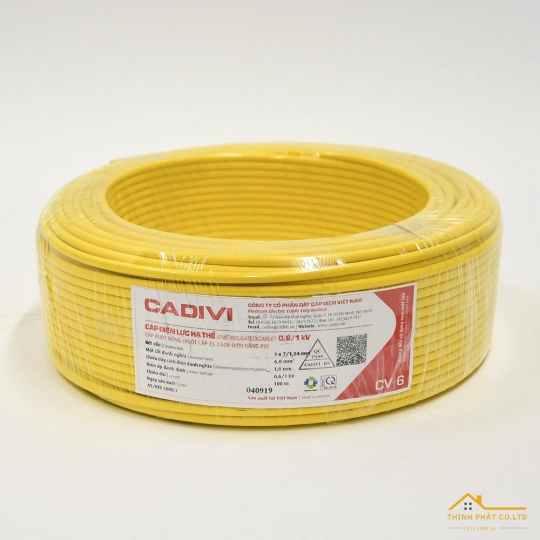 Dây điện 1 lõi Cadivi CV-6.0 mm² – 0.6/1KV
