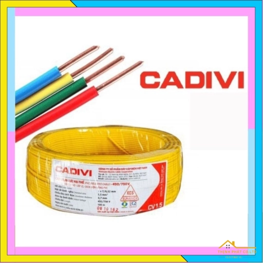 Dây điện 1 lõi Cadivi CV-1.5 mm² – 0.6/1KV