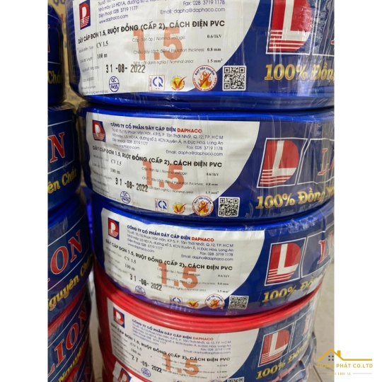 Cáp điện lực hạ thế, ruột đồng Lion CV-1.5 (7/0.52) - 0.6/1 kV 