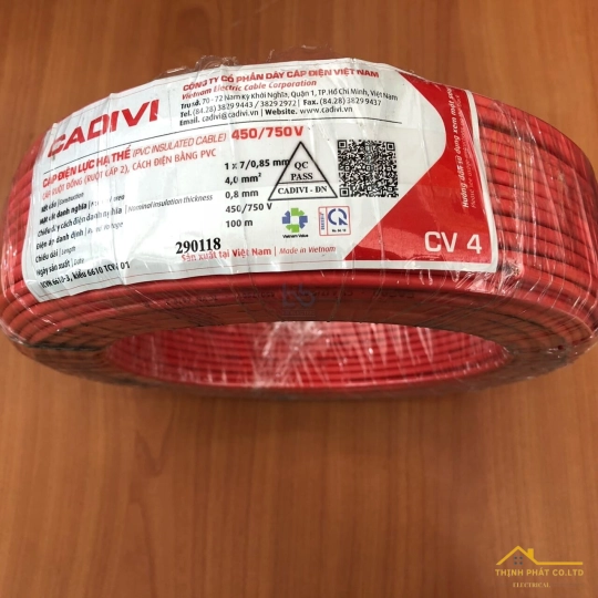 Dây điện 1 lõi Cadivi CV-4.0 mm² – 0.6/1KV