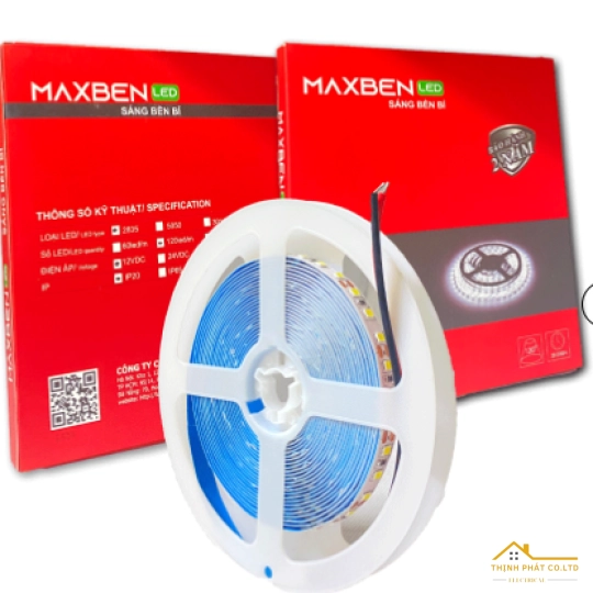 ĐÈN LED DÂY DÁN 2835 12V-CUỘN 5M - MAXBEN - LD-MB-2835-120P-12V-IP20