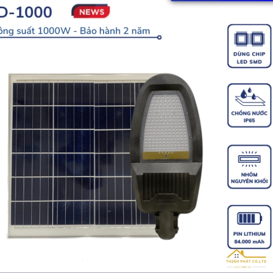 ĐÈN ĐƯỜNG NĂNG LƯỢNG MẶT TRỜI  1000W JINDIAN JD-1000