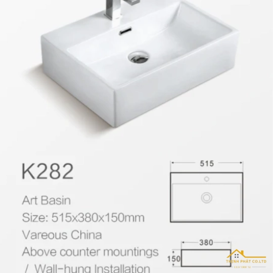 LAVABO TREO TƯỜNG, ĐẶT BÀN K282