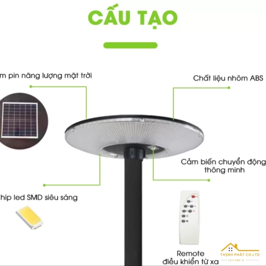 ĐÈN SÂN VƯỜN NĂNG LƯỢNG MẶT TRỜI 800W UFO KIM CƯƠNG 800 JINDIAN